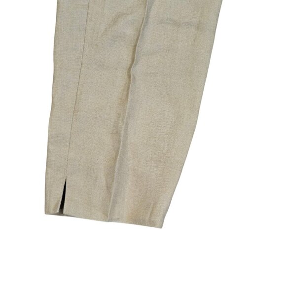 Retro Talbots Irish Linen Pants Lined Tapered 90s Ankle Tan Minimalist Old Money - Picture 4 of 14